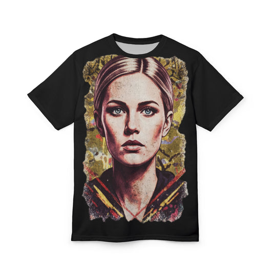 Portrait Art Tee — Vintage Woman Face All-Over Print T-Shirt