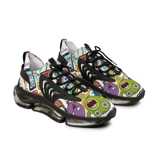 Men's Mesh Sneakers — Colorful Cartoon Monster Graphic Athletic Shoes