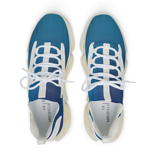 Men's Blue Gradient Mesh Sneakers — Lightweight Athletic Running Shoes