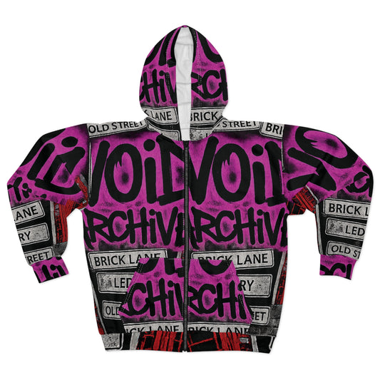 Void Archive Zip Hoodie — Graffiti Brick Lane Streetwear
