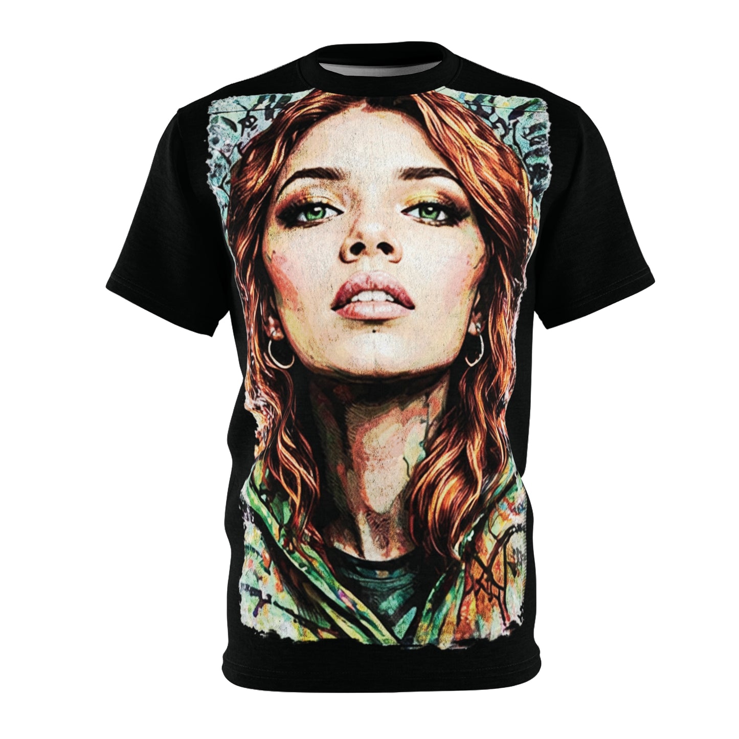 Portrait Art Tee — Vibrant Watercolor Woman Graphic T-Shirt