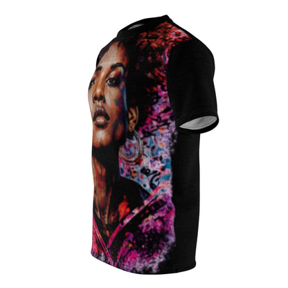 Artistic Portrait Tee — Vibrant Abstract Face All-Over Print