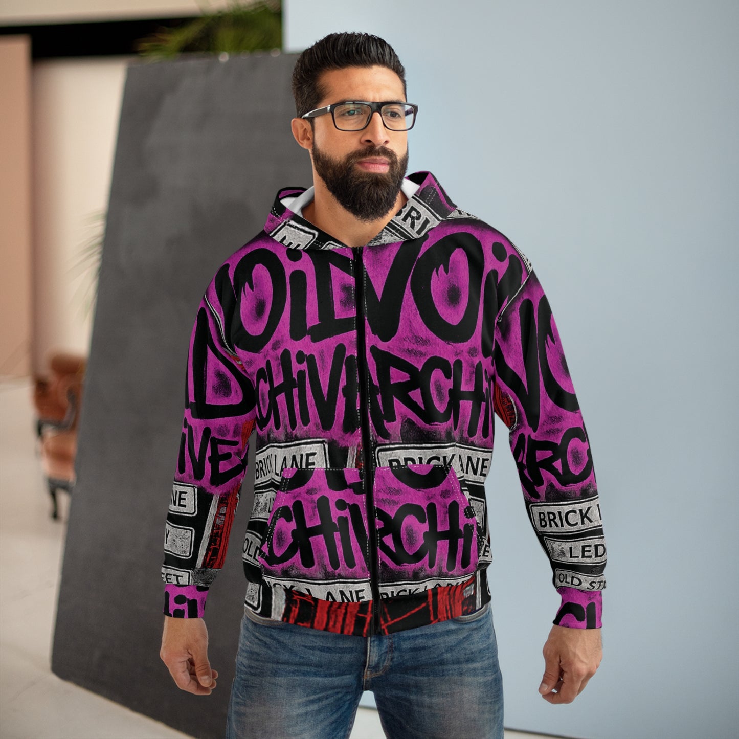 Void Archive Zip Hoodie — Graffiti Brick Lane Streetwear