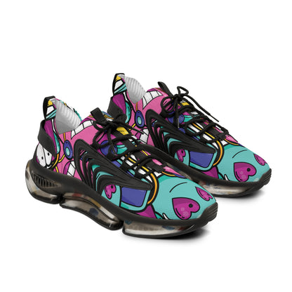 Colorful Pop-Art Mesh Sneakers — Men's Heart & Graffiti Athletic Shoes