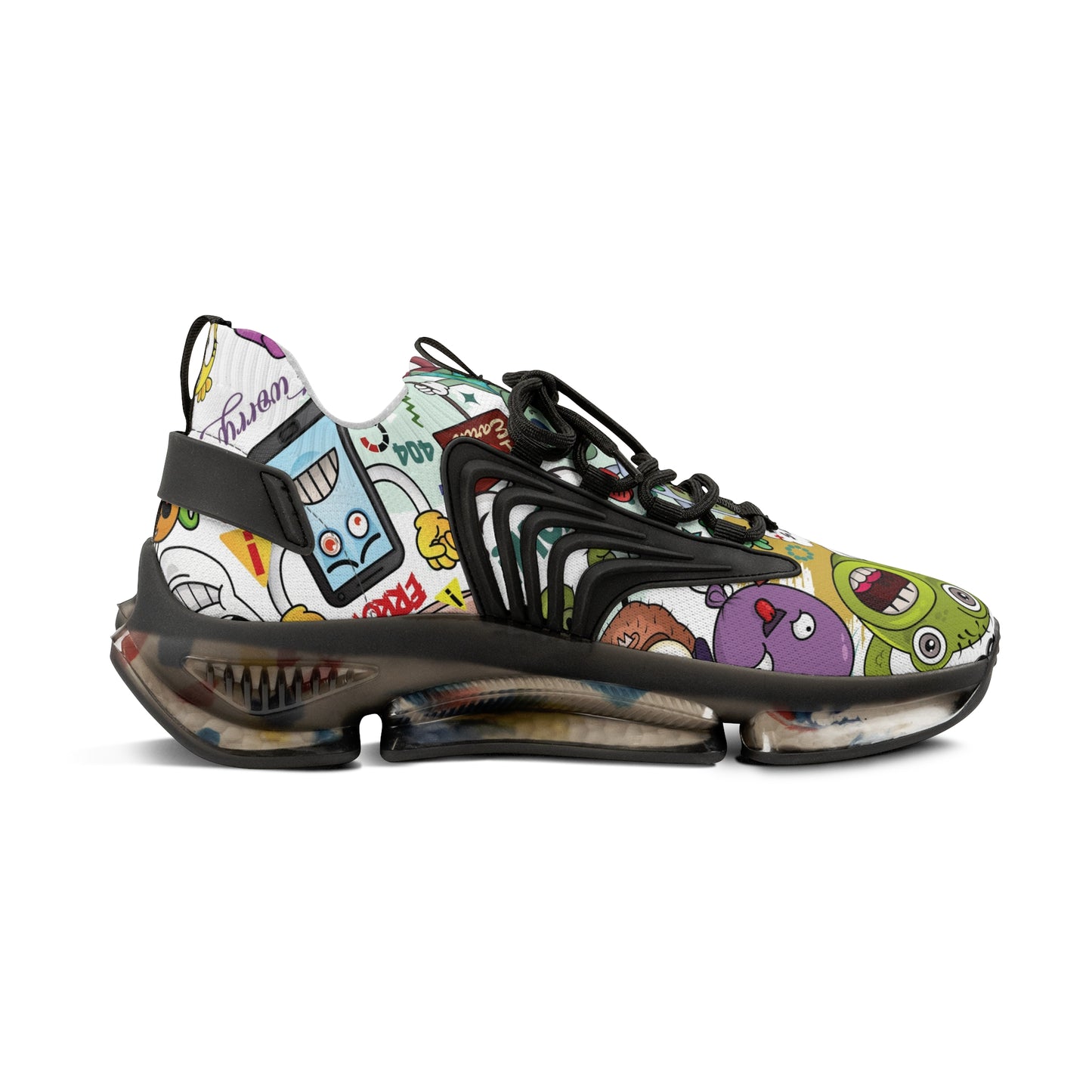 Men's Mesh Sneakers — Colorful Cartoon Monster Graphic Athletic Shoes