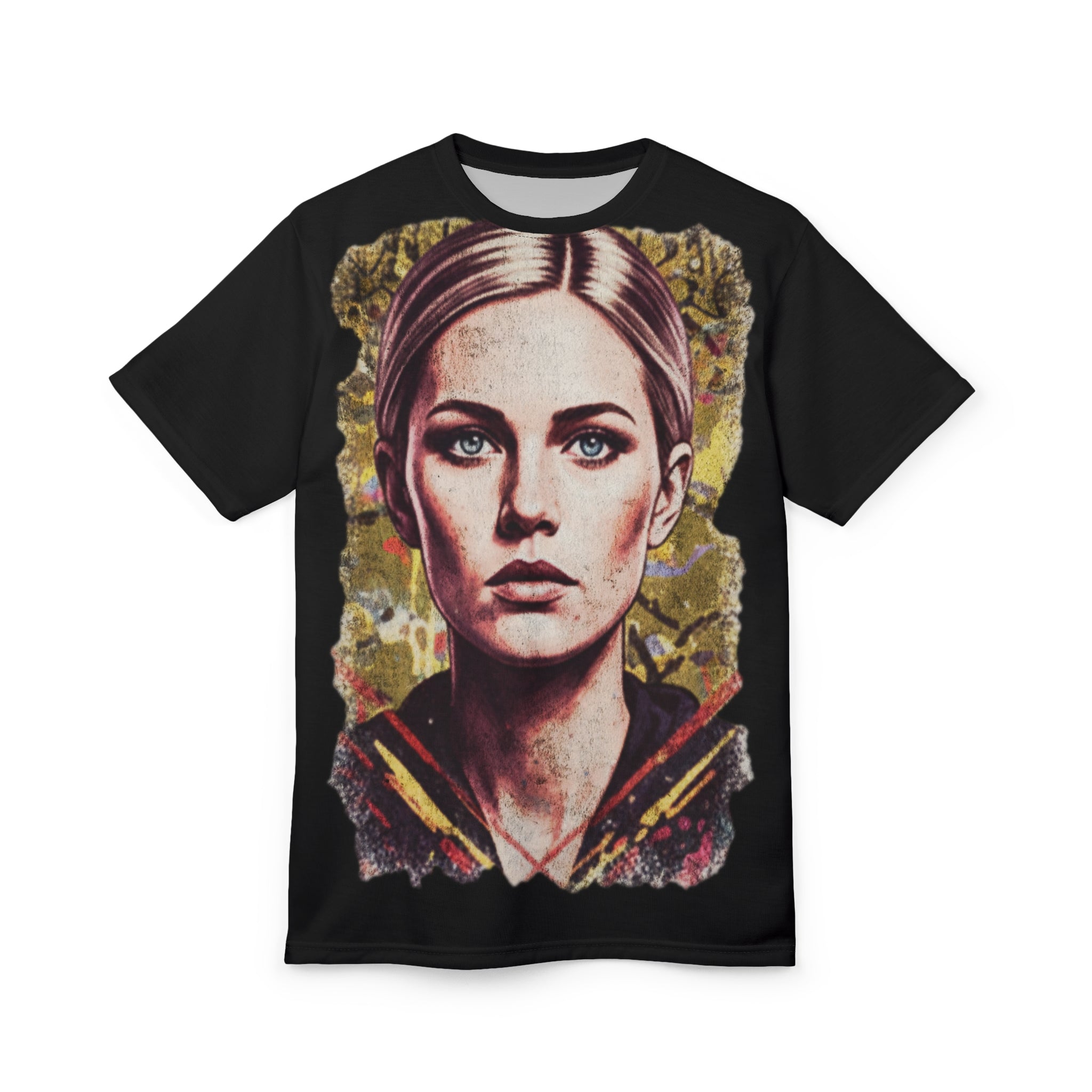 Portrait Art Tee — Vintage Woman Face All-Over Print T-Shirt