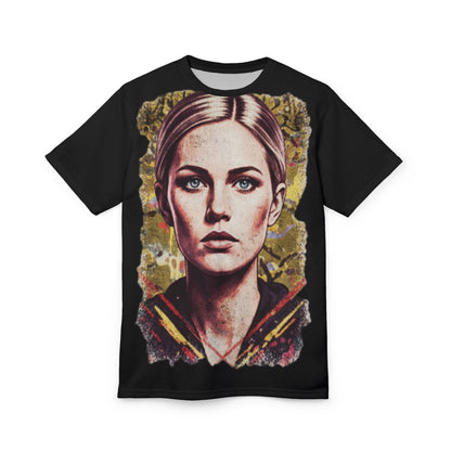 Portrait Art Tee — Vintage Woman Face All-Over Print T-Shirt