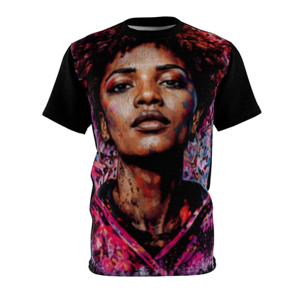 Artistic Portrait Tee — Vibrant Abstract Face All-Over Print