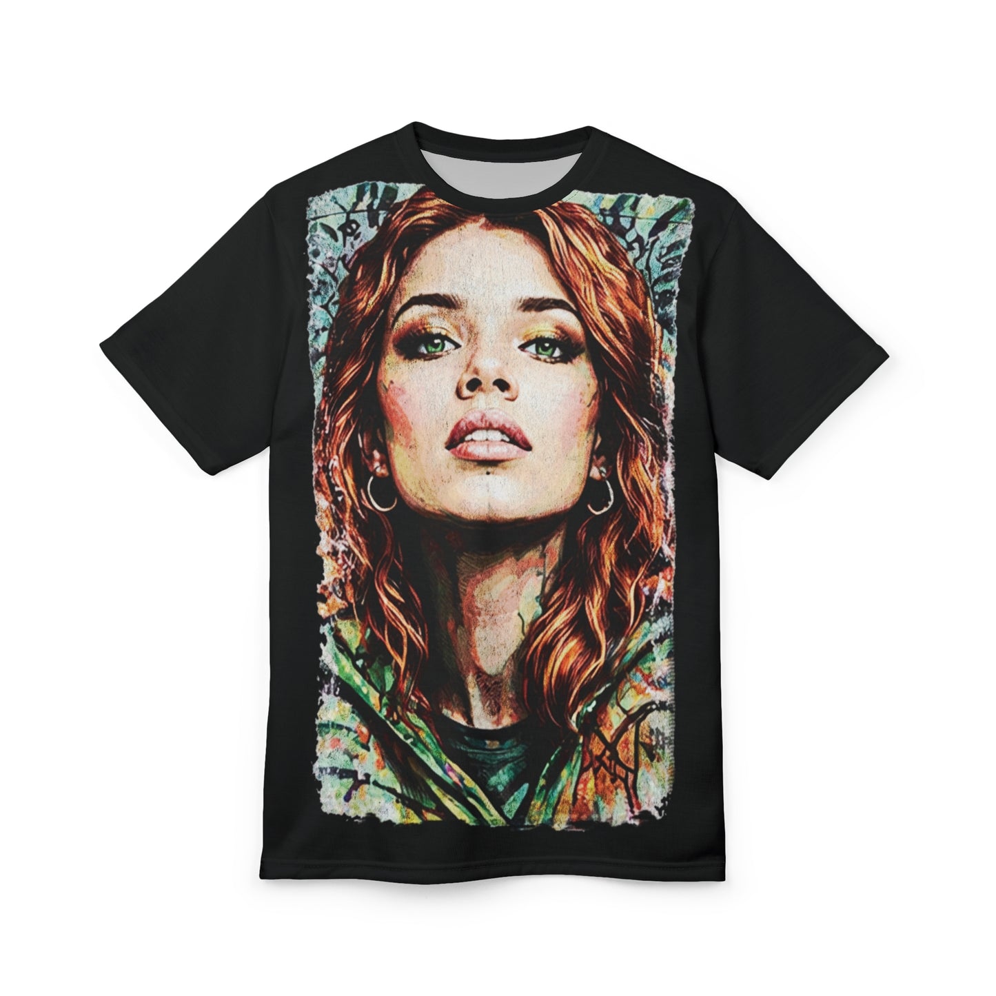 Portrait Art Tee — Vibrant Watercolor Woman Graphic T-Shirt