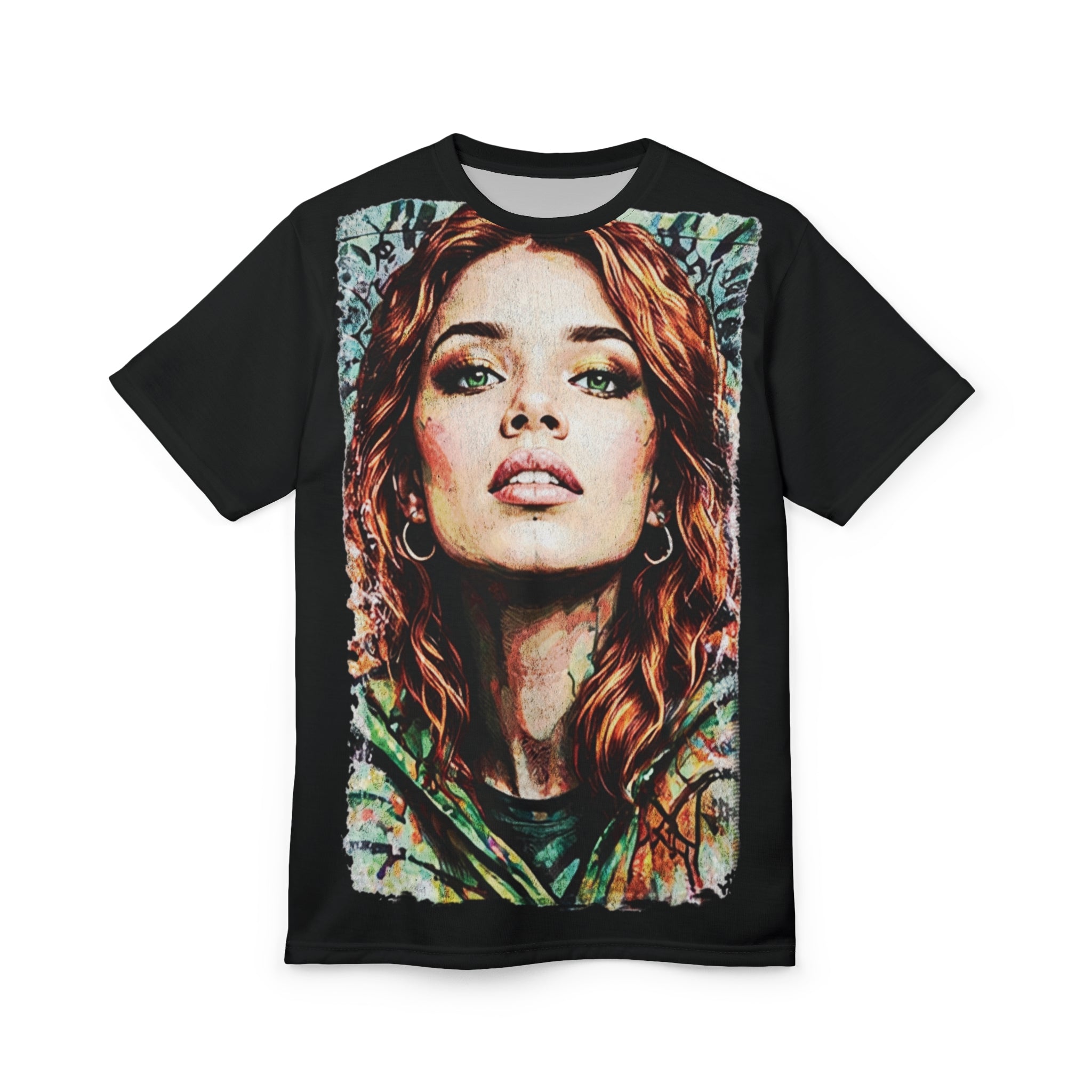Portrait Art Tee — Vibrant Watercolor Woman Graphic T-Shirt