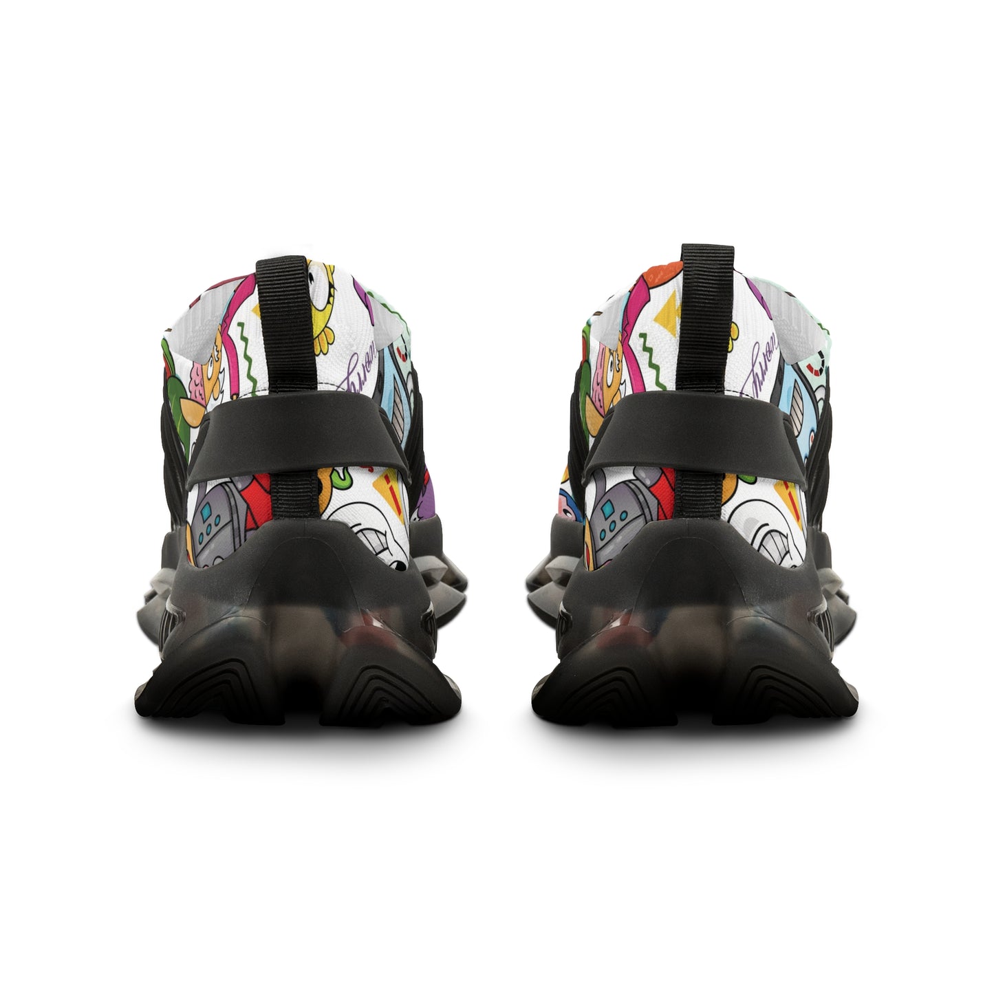 Men's Mesh Sneakers — Colorful Cartoon Monster Graphic Athletic Shoes