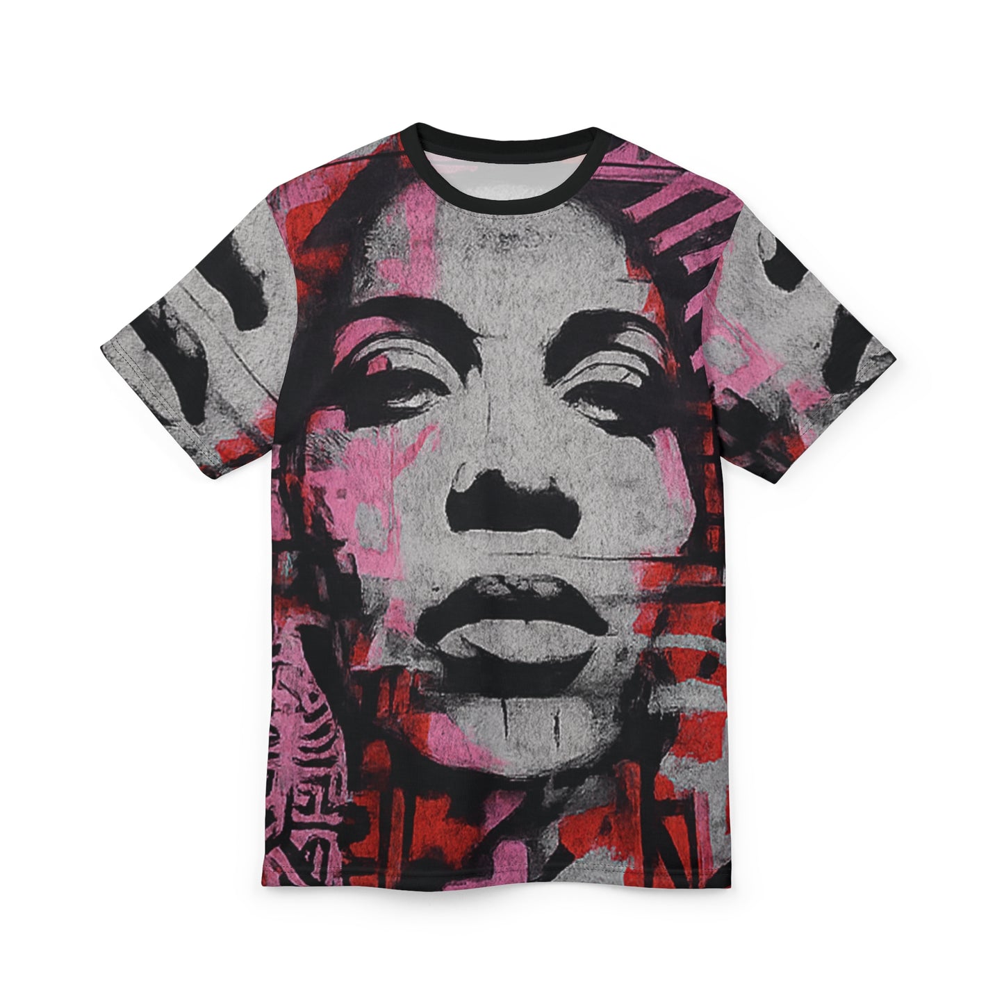 Graffiti Portrait Tee — Bold Pink Street Art All-Over Print T-Shirt