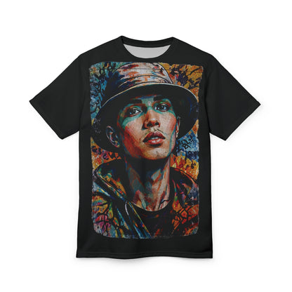 Artistic Soldier Portrait Tee – All-Over Print Military Portrait T-Shirt