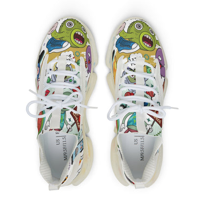 Men's Mesh Sneakers — Colorful Cartoon Monster Graphic Athletic Shoes