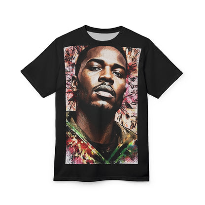 Portrait Graphic Tee — Artistic Black Music Icon All-Over Print