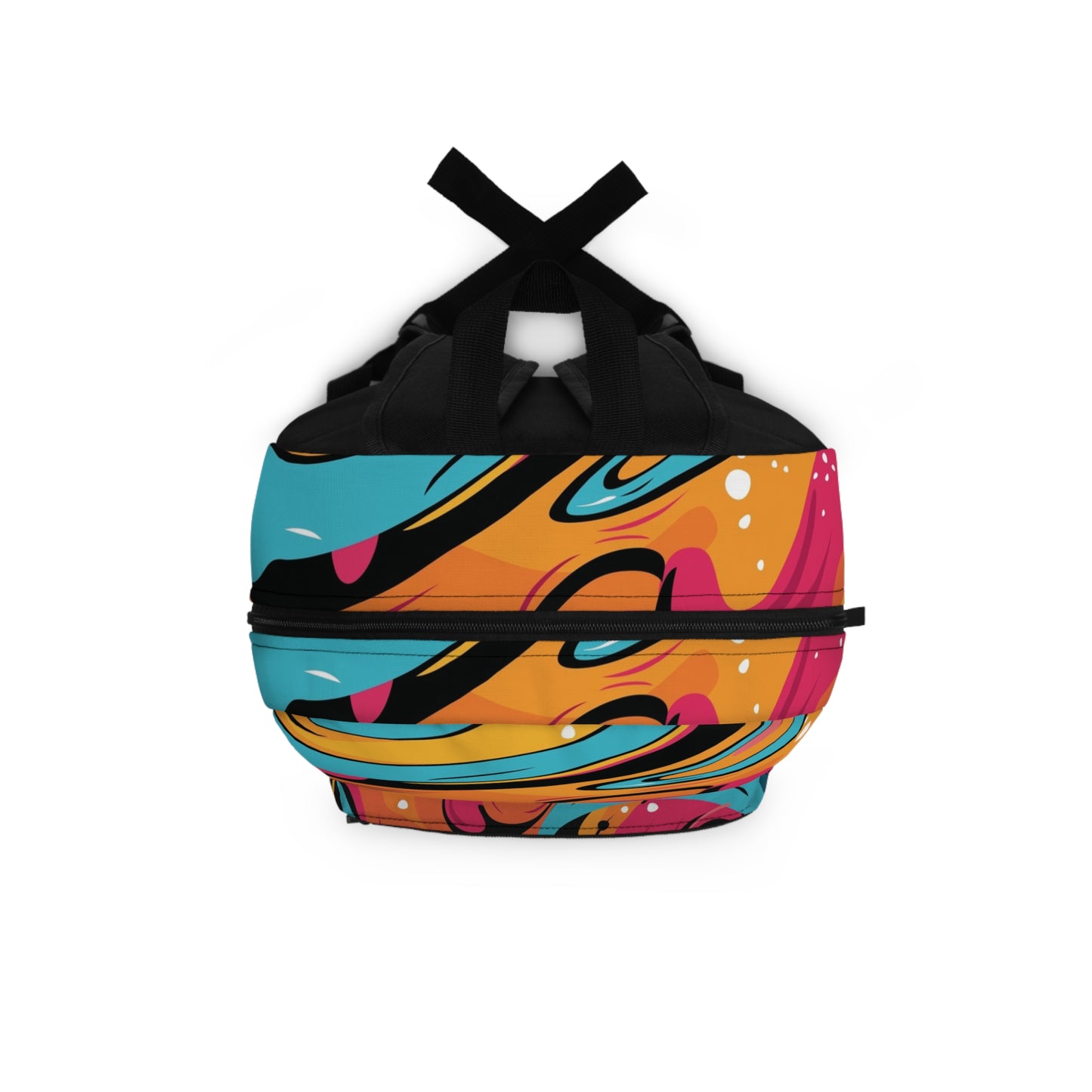 Vibrant Abstract Swirl Backpack — Colorful Retro Art School Bag
