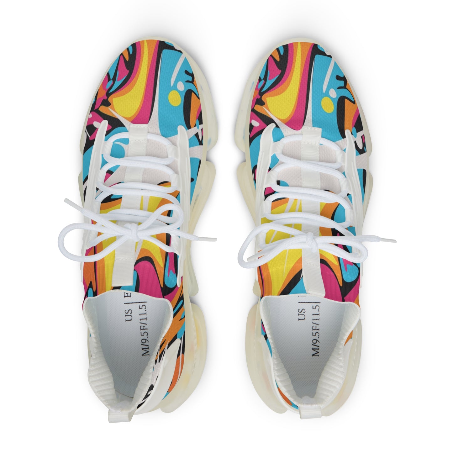 Men's Colorful Abstract Mesh Sneakers — Vibrant Lightweight Athletic Shoes