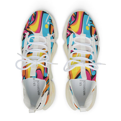 Men's Colorful Abstract Mesh Sneakers — Vibrant Lightweight Athletic Shoes