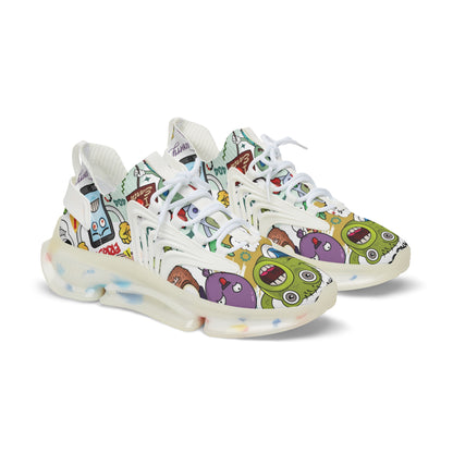 Men's Mesh Sneakers — Colorful Cartoon Monster Graphic Athletic Shoes