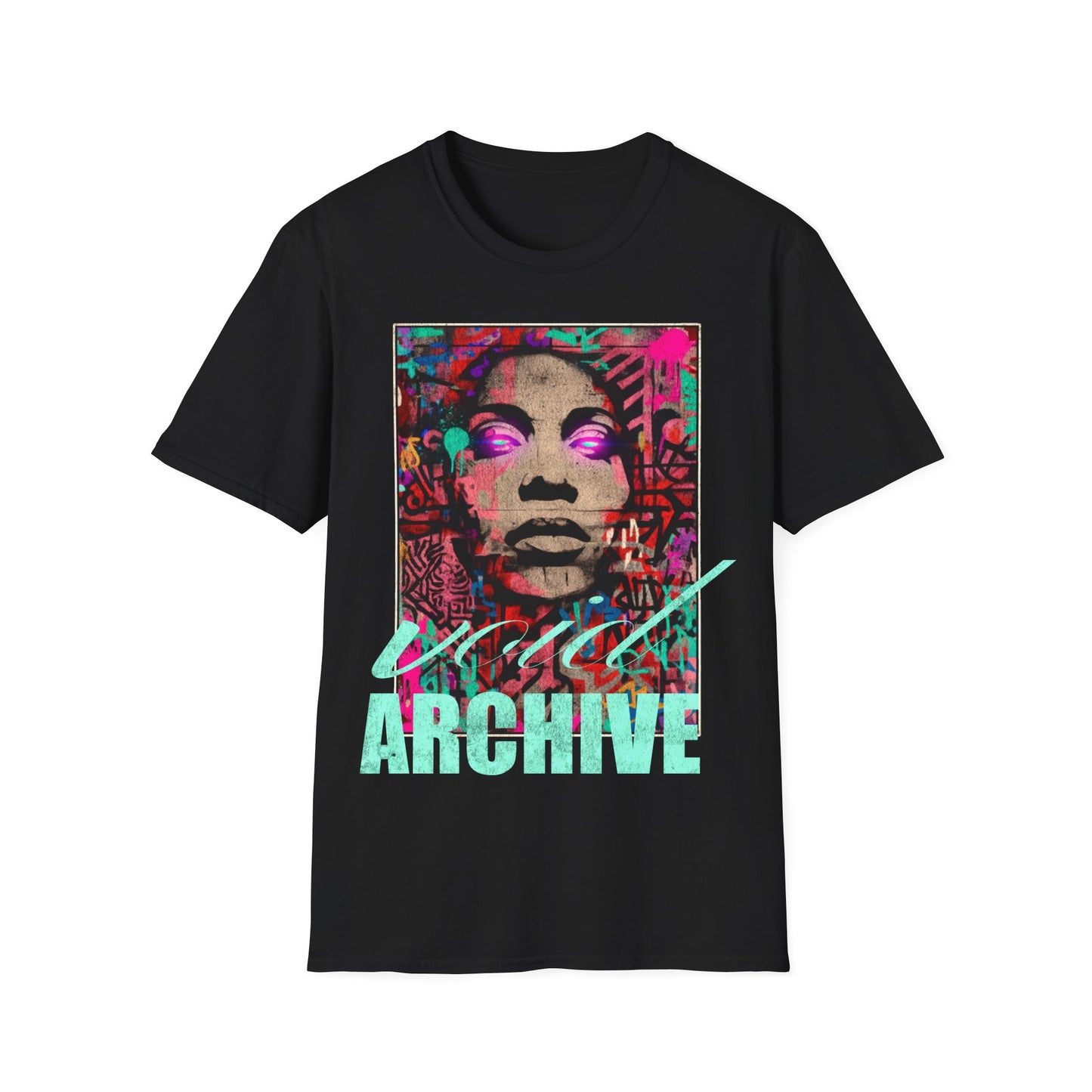Street Art Archive T‑Shirt — Neon Portrait Graphic Tee