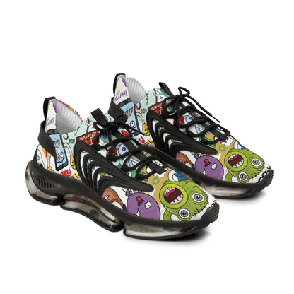 Men's Mesh Sneakers — Colorful Cartoon Monster Graphic Athletic Shoes