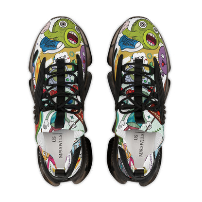 Men's Mesh Sneakers — Colorful Cartoon Monster Graphic Athletic Shoes