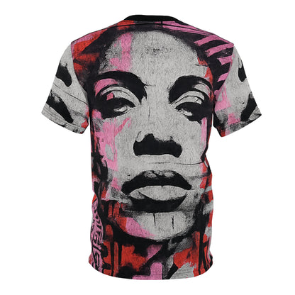 Graffiti Portrait Tee — Bold Pink Street Art All-Over Print T-Shirt